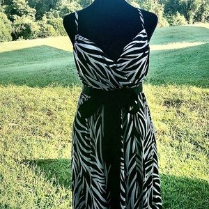 NWT Tiana B Black/White Animal Print Empire Dress
